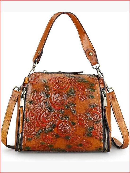 Women Vintage Satchel Crossbody Bag Leather Top Handle Shoulder Purse